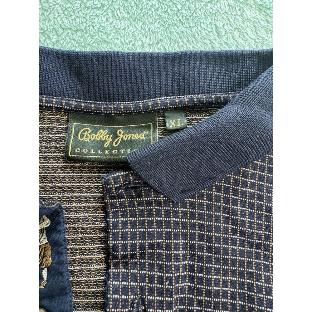 Bobby Jones Collection Black Checked Golf Polo Shirt XL